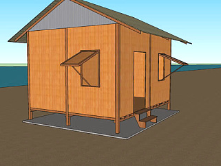 <em>海边</em>的小型木屋SU模型下载_sketchup草图大师SKP模型