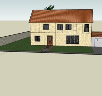 乡镇双层住宅和车库SU模型下载_sketchup草图大师SKP模型