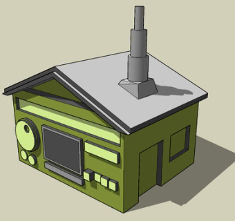 收音机外观房屋SU模型下载_sketchup草图大师SKP模型