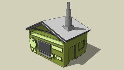 收音机外观房屋SU模型下载_sketchup草图大师SKP模型