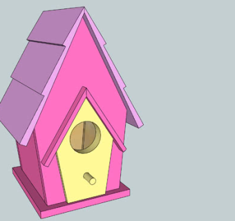 粉红色鸟屋SU模型下载_sketchup草图大师SKP模型