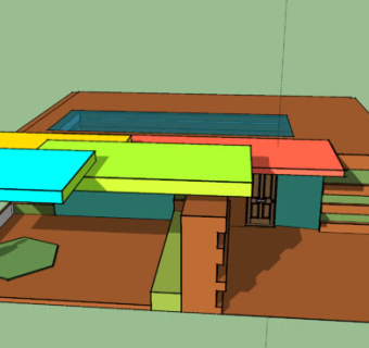 简易单层凉棚木屋SU模型下载_sketchup草图大师SKP模型