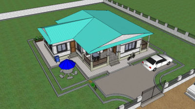 独立式庭院住宅SU模型下载_sketchup草图大师SKP模型