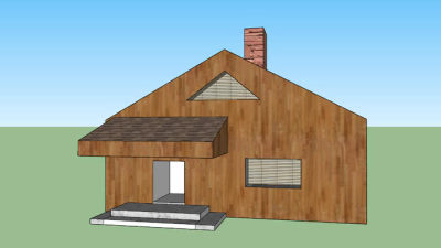 小型烟囱木屋建筑SU模型下载_sketchup草图大师SKP模型