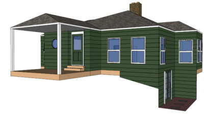 简欧绿色烟囱住宅SU模型下载_sketchup草图大师SKP模型