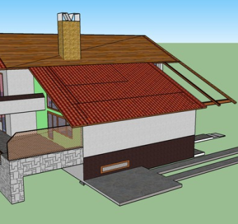 独户乡村别墅住宅SU模型下载_sketchup草图大师SKP模型