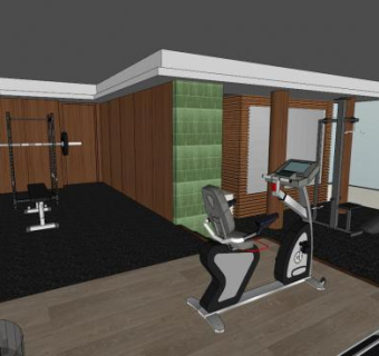 现代健康健身房SU模型下载_sketchup草图大师SKP模型