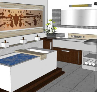 现代装修卫浴浴室SU模型下载_sketchup草图大师SKP模型