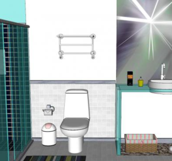 现代风格卫浴厕所SU模型下载_sketchup草图大师SKP模型