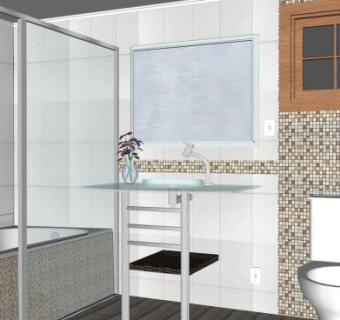 现代浴室水浴装修SU模型下载_sketchup草图大师SKP模型