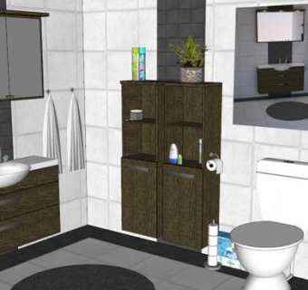 现代装修浴室卫生间SU模型下载_sketchup草图大师SKP模型