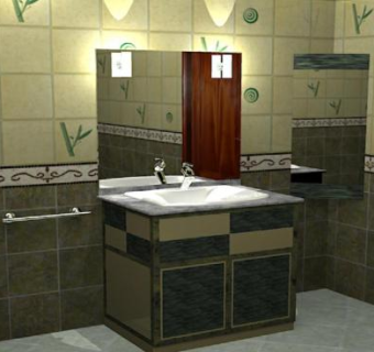 现代卫浴苔藓水槽SU模型下载_sketchup草图大师SKP模型