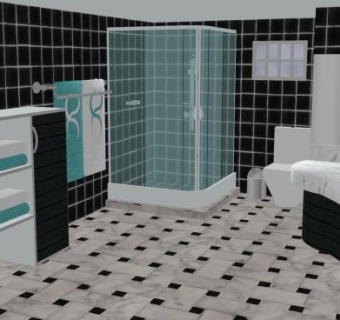 现代卫浴卫生间装修SU模型下载_sketchup草图大师SKP模型