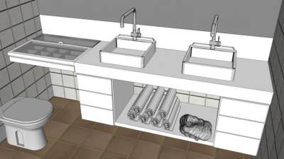 现代浴室夫妇卫浴SU模型下载_sketchup草图大师SKP模型