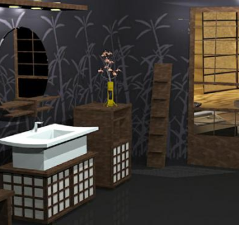 长野风格浴具卫浴SU模型下载_sketchup草图大师SKP模型