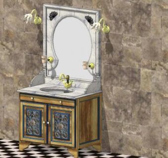 豪华松软浴卫生间SU模型下载_sketchup草图大师SKP模型