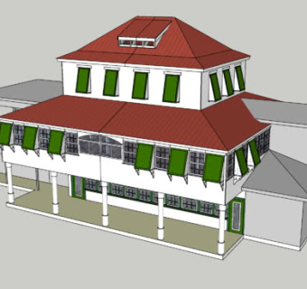 五厘区长办公楼建筑SU模型下载_sketchup草图大师SKP模型