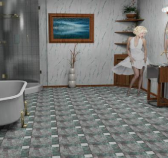 老式风格浴室卫浴SU模型下载_sketchup草图大师SKP模型