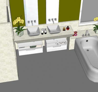 现代厕所浴缸SU模型下载_sketchup草图大师SKP模型