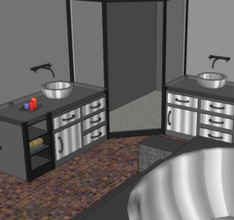 现代风格浴室家具装修SU模型下载_sketchup草图大师SKP模型