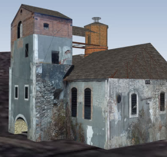 欧式老式山区工厂建筑SU模型下载_sketchup草图大师SKP模型