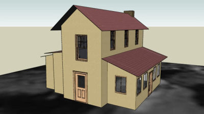 简欧风格自建房SU模型下载_sketchup草图大师SKP模型