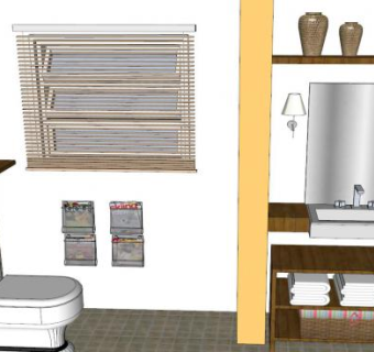 洗手盆半身浴卫浴SU模型下载_sketchup草图大师SKP模型