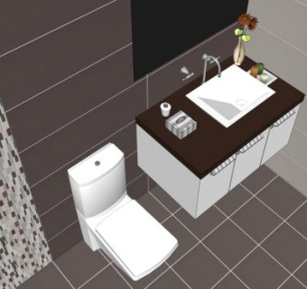 现代男孩厕所浴室SU模型下载_sketchup草图大师SKP模型