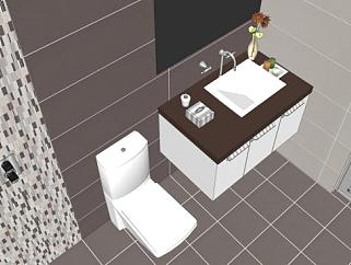 现代男孩厕所浴室SU模型下载_sketchup草图大师SKP模型