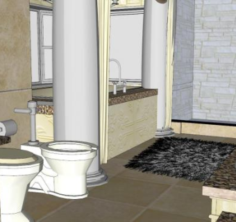 现代卫生间主卧浴室SU模型下载_sketchup草图大师SKP模型