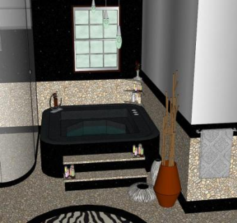 现代豪华整体卫浴SU模型下载_sketchup草图大师SKP模型