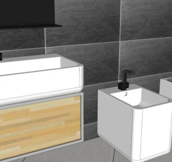 现代厕所浴室SU模型下载_sketchup草图大师SKP模型