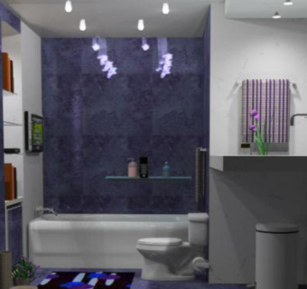 现代卫浴紫色室内装修SU模型下载_sketchup草图大师SKP模型