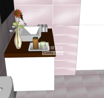 粉色厕所浴室SU模型下载_sketchup草图大师SKP模型