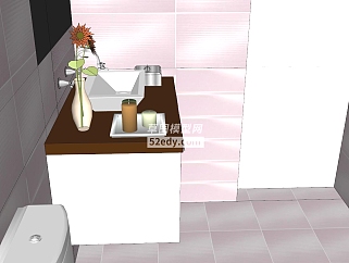 粉色厕所浴室SU模型下载_sketchup草图大师SKP模型