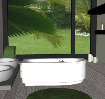 现代绿色浴室装修SU模型下载_sketchup草图大师SKP模型