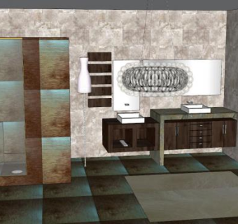 现代旧式浴室卫浴SU模型下载_sketchup草图大师SKP模型