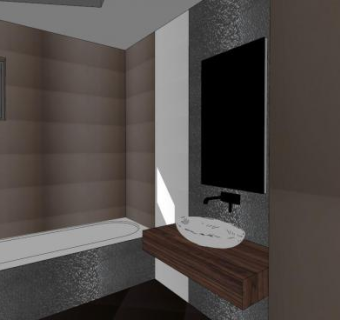 现代浴室白色卫浴SU模型下载_sketchup草图大师SKP模型