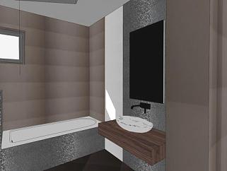 现代浴室白色卫浴SU模型下载_sketchup草图大师SKP模型