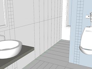 现代办公室厕所男士SU模型下载_sketchup草图大师SKP模型