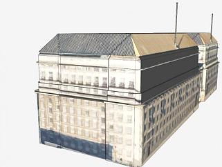 泰晤士河旁边的商业楼SU模型下载_sketchup草图大师SKP模型