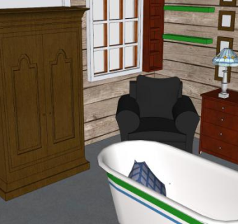 现代浴室卫浴内部布景SU模型下载_sketchup草图大师SKP模型