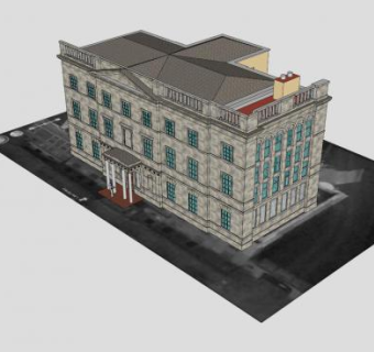 国王学院图书馆建筑SU模型下载_sketchup草图大师SKP模型