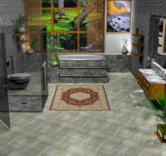 厕所洗手间观景浴室SU模型下载_sketchup草图大师SKP模型