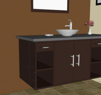 卫浴厕所浮浴梳妆台SU模型下载_sketchup草图大师SKP模型