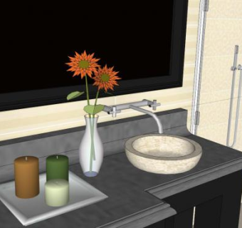 现代卧室主卫生间SU模型下载_sketchup草图大师SKP模型