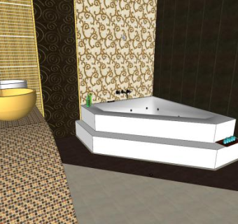 欧式浴室卫生间SU模型下载_sketchup草图大师SKP模型