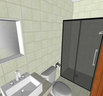 现代小型卫生间装修SU模型下载_sketchup草图大师SKP模型