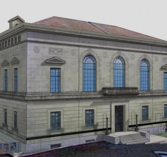 德克萨卡纳地区艺术中心建筑大楼SU模型下载_sketchup草图大师SKP模型