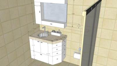 现代沐浴浴室柜浴室SU模型下载_sketchup草图大师SKP模型